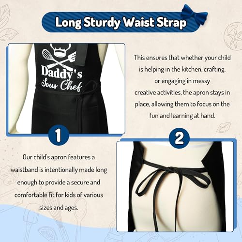 R HORSE 2Pcs Adults Kids Matching Apron Set (Black Daddy)
