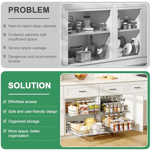 2 Tier Pull Out Cabinet Organizer (14"W x 22''D)