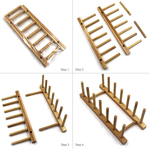 Bamboo Wooden Plate Racks Dish display Holder Kitchen Storage (Pack of 2)