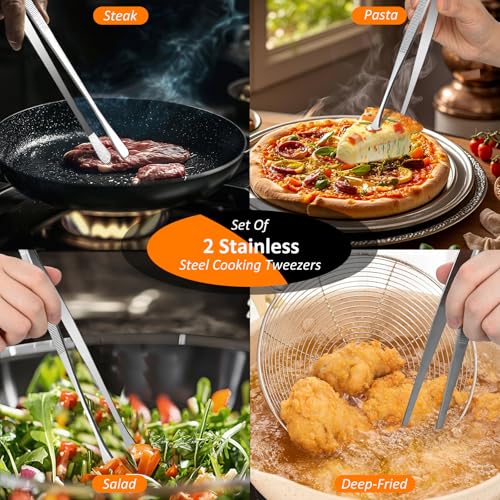 12" Stainless Steel Tongs (Straight clip+round head clip)
