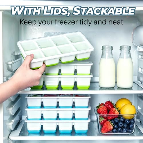 Large Ice Cube Trays with Lid (Blue)
