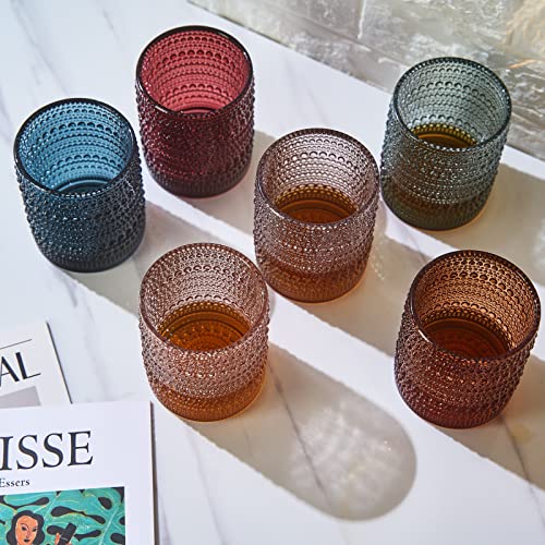 Burnt Orange Amber Hobnail Drinking Glasses (Orange)