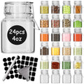 24 Pack 4 oz Mini Square Spice Jars with Airtight Hinged Lid (24 Pack)