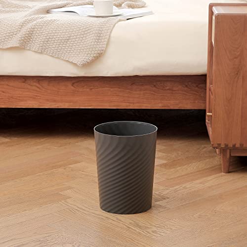 Plastic Small Bathroom Trash Can Wastebasket Garbage Can (Dark Grey / 1.8 Gallon/2 Pack)