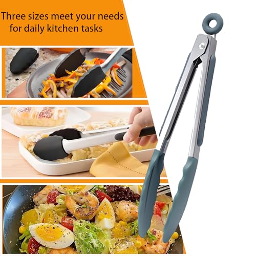 Kitchen Tongs with Silicone Tips (Dark Green)
