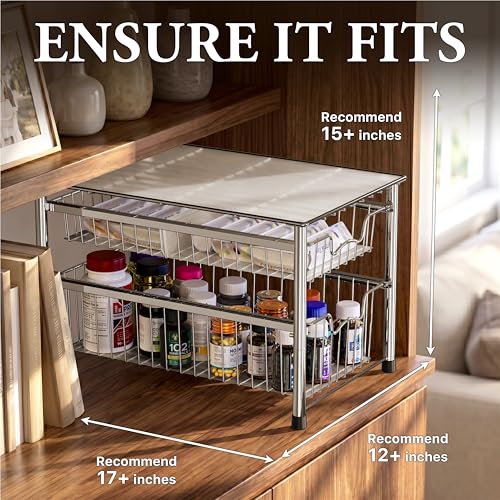 Stackable 2 Tier Sliding Basket Organizer Drawer (2-tier / Chrome)