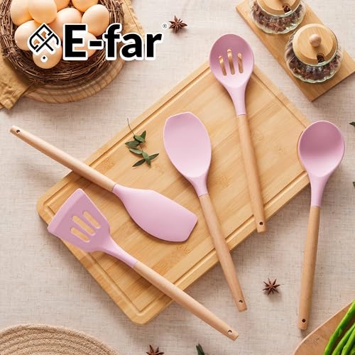 Silicone Cooking Utensils Set (10 / Pink)