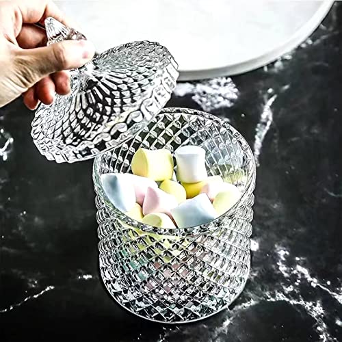 Qtip Holder Glass Apothecary Jars with Lid Bathroom Accessories Vanity Organizers and Makeup Storage for Cotton Swabs (23 oz (2 pack) / Clear)