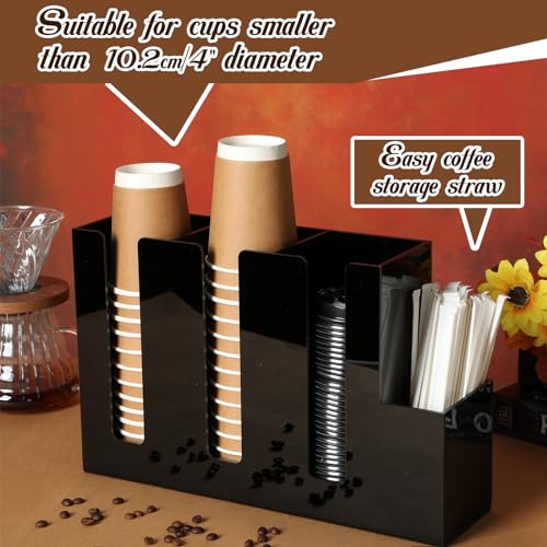 4 Compartments Acrylic Coffee Cup and Lid Holder (Black)