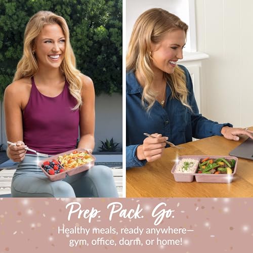 Prep - 20-Piece 2-Compartment Reusable Meal Prep Containers with Lids, PFAS & BPA Free Materials, Durable, Microwave, Freezer, & Dishwasher Safe To Go Food Storage (Sweet Pea Glitter) (Sweet Pea Glitter)