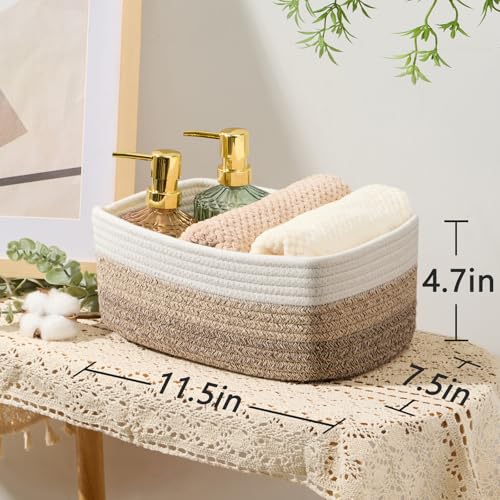 Small Storage Baskets for Organizing (3pcs-L11.5xW7.5xH4.7" / Gradient Brown)