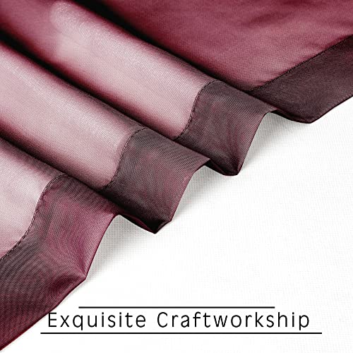 2 Panels Window Burgundy Sheer Curtains 42" x 45" Inches for Small Windows (Burgundy / 42"W x 45"L (Pack of 2))