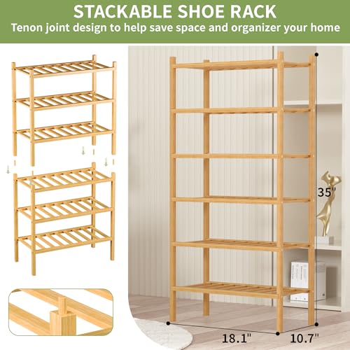 6 Tier Bamboo Small Shoe Rack (Natural / 6-Tier(Small))