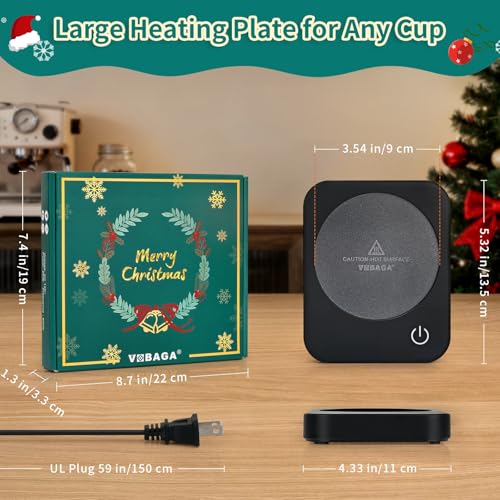Coffee Mug Warmer with Auto Shut Off & 3 Temp Settings (Black Xmas)