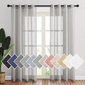 Sheer Linen Bedroom Window Curtains 84 inches Length (52"W x 84"L (Pack of 2) / Grey)