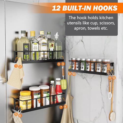 Spice Rack Wall Mounted 3 Pack (Black / 3 Pack)
