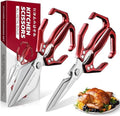 Kitchen Shears Set for Food with Sharp Bone (Bright Red)