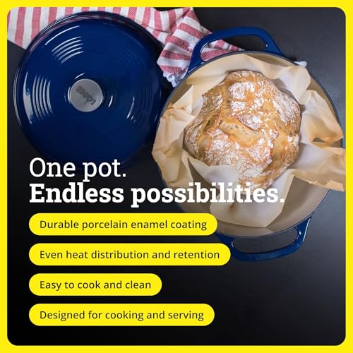 Essential Enamel Cast Iron Dutch Oven (Indigo)