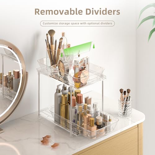 4-Pack 2-Tier Under Sink Organizer with Pull Out Drawers (transparent / 11.2 Inch)