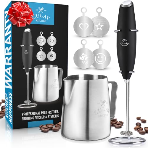 Zulay Premium Gift Milk Frother Set (Heritage Black / Gift Box Frother)