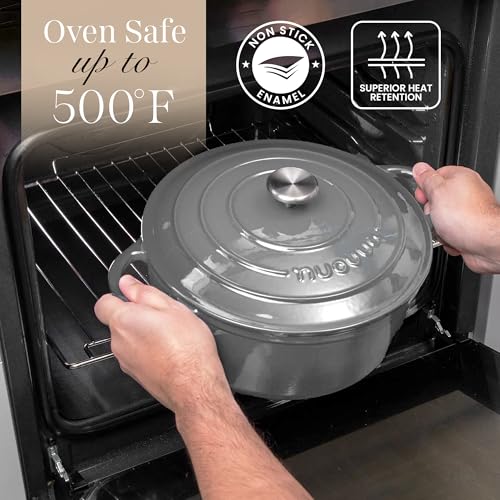 Cast Iron Dutch Oven with Lid (Grey / 7.3-Quart - Deep)