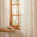 90 Inch Boho Cream Semi Sheer Curtains Light Filtering Back Tab Drapes for Living Room Sliding Door & Patio Privacy Protect Farmhouse Country Decor (Z-natrual / 50"W x 90"L (Pack of 2))