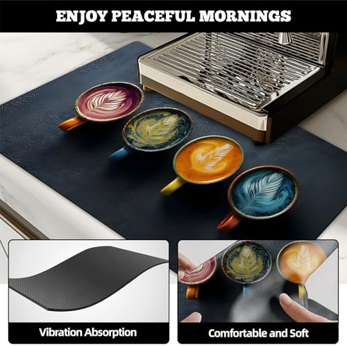 Dish Drying Mat Large Coffee Mat Absorbent Drying Mat for Kitchen Counter Coffee Bar Accessories 32"x 17" (Colorful Flavored Coffee)