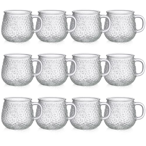 12 Pack Glass Coffee Mugs with Handles (Retro)
