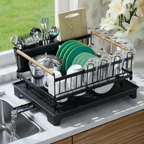 Dish Rack for Kitchen Counter with Drainboard Dish Drying Rack Rustproof Carbon Steel (1 Tier Standard)
