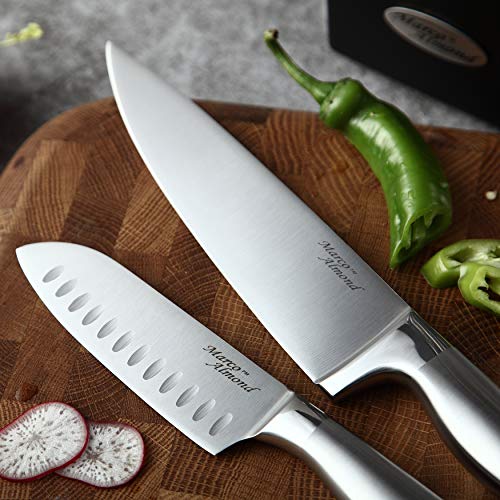 Knife Set w Block Kitchen Knife Set Built (14-Piece / Black)