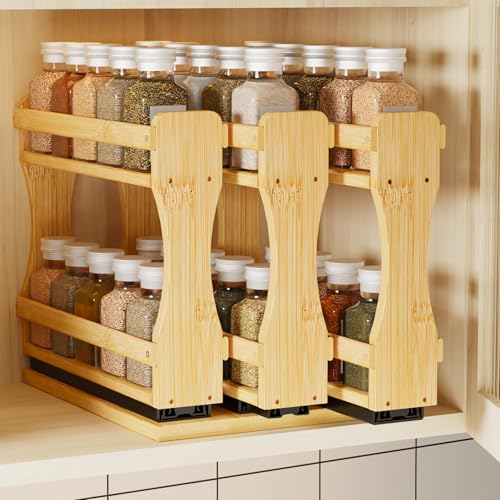 Pull Out Spice Rack Organizer for Cabinet (7.7" Wide, 3 Drawers)