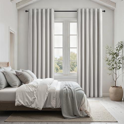 Grey Beige 78 Inch Long Curtains for Sliding Door Closet Doors 100% Blackout Curtains for Living Room Bedroom Back Tab Pleated Heat Blocking Insulated Drapes with Hooks (Grey Beige / 52"W x 78"L (Pack of 2))