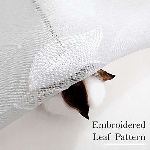 White Sheer Curtains Leaf Embroidered (52"W x 96"L (Pack of 2) / 4-white)