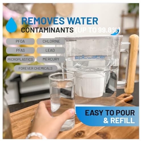 Pure Filter Pitchers for Drinking Water (White & Bamboo)
