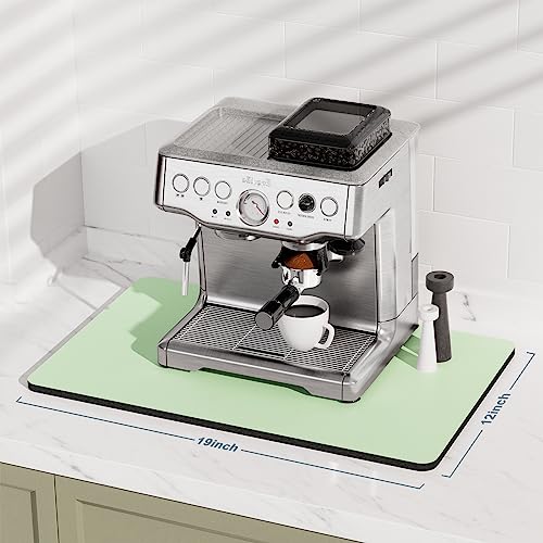 Coffee Mat 12" x 19" Coffee Bar Mats for Espresso Machine Station Accessories and Organizer (A-Lake Green / 12" x 19")