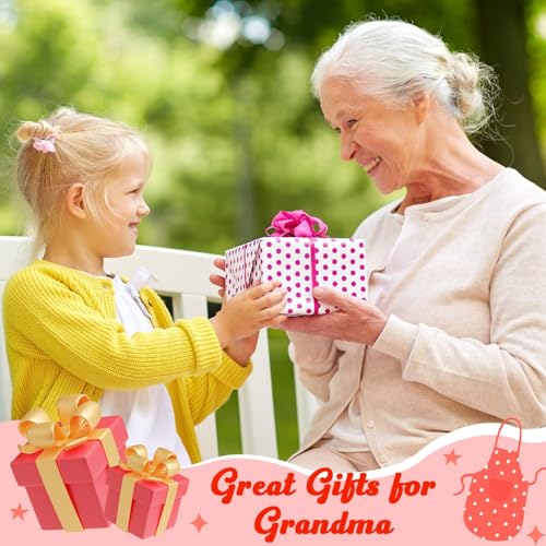 R HORSE Adults Kids Matching Apron Set Grandma and Me Apron with 2 Pockets (Red Grandma)