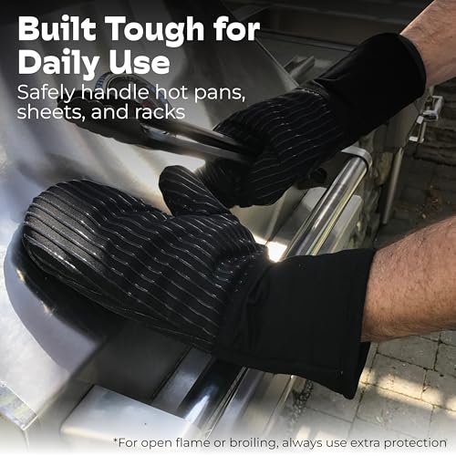 Silicone Oven Mitts (Black / 12.5")
