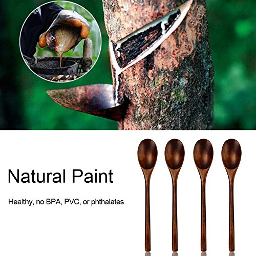 9 In Wooden Spoons for Eating (6 Pieces Brown Wooden Spoons for Eating)
