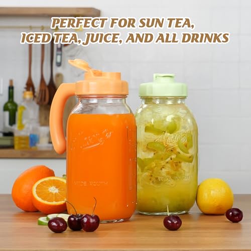 2 Quart Glass Mason Jar Pitcher with Lid (Carrot Orange)