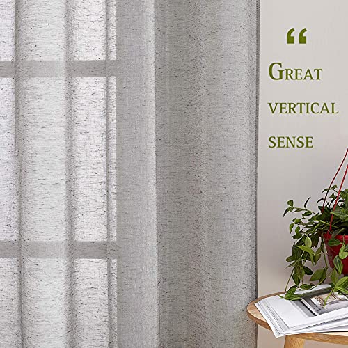 Charcoal Grey Linen Curtains for Bedroom 48 inch Long (36"W x 48"L (Pack of 2) / Charcoal Grey)