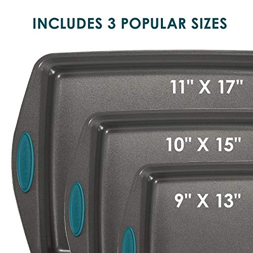 Nonstick Bakeware Cookie Pan Set (Marine Blue Grips)