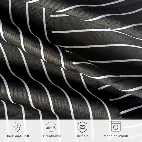 Kitchen Cooking Adjustable Aprons Men Women Bib Chef Stripes (Wide Black Strips)