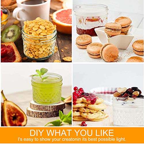 4oz Clear Glass Mini Mason Jars (4oz - Diamond Appearance - Split Black Lid)