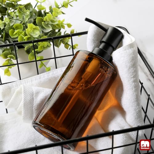 Amber Glass Soap Dispenser (Amber Bottle + Black Pump / 1 Pack - 12oz)
