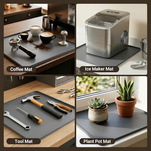 Silicone Coffee Mat for Countertop (Grey / 16" x 16")