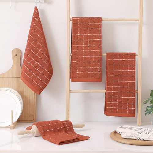 100% Cotton Terry Kitchen Towels (Rust / 13 X 28 - 6 Pack)