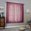 Sheer Curtains 63 Inch Length 2 Panels (Burgundy / 42"W x 63"L (Pack of 2))