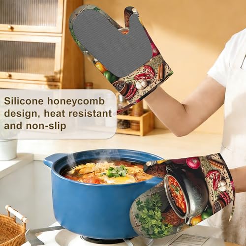 Herbs Spices Seasonings Oven Mitts and Pot Holders Set of 4 (Herbs Spices Seasonings)