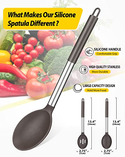Silicone Cooking Spoons for Nonstick Cookware (Chocolate)