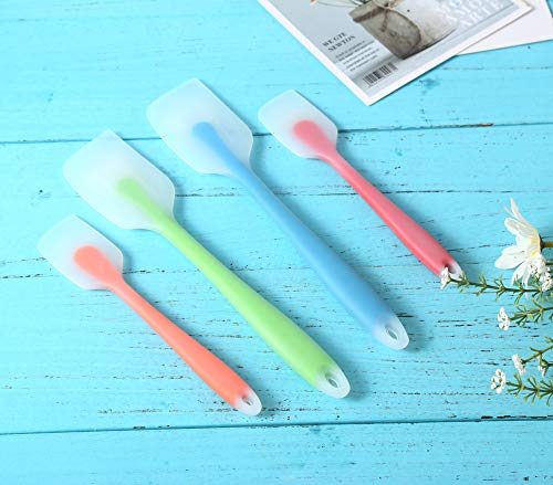 Silicone Spatula Set of 4 (2 Large(Blue, Green) + 2 Small(Orange, Red))